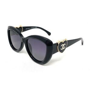 CHANEL Women's POLARIZED Sunglasses CH5517A 622/S8 Black Gold Grey 54mm